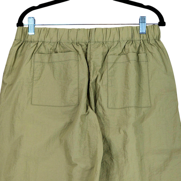 Mod Ref Wide Leg Nylon Pant L Women Olive Green Elastic Waist 31x29.5 Loungewear - Picture 10 of 11